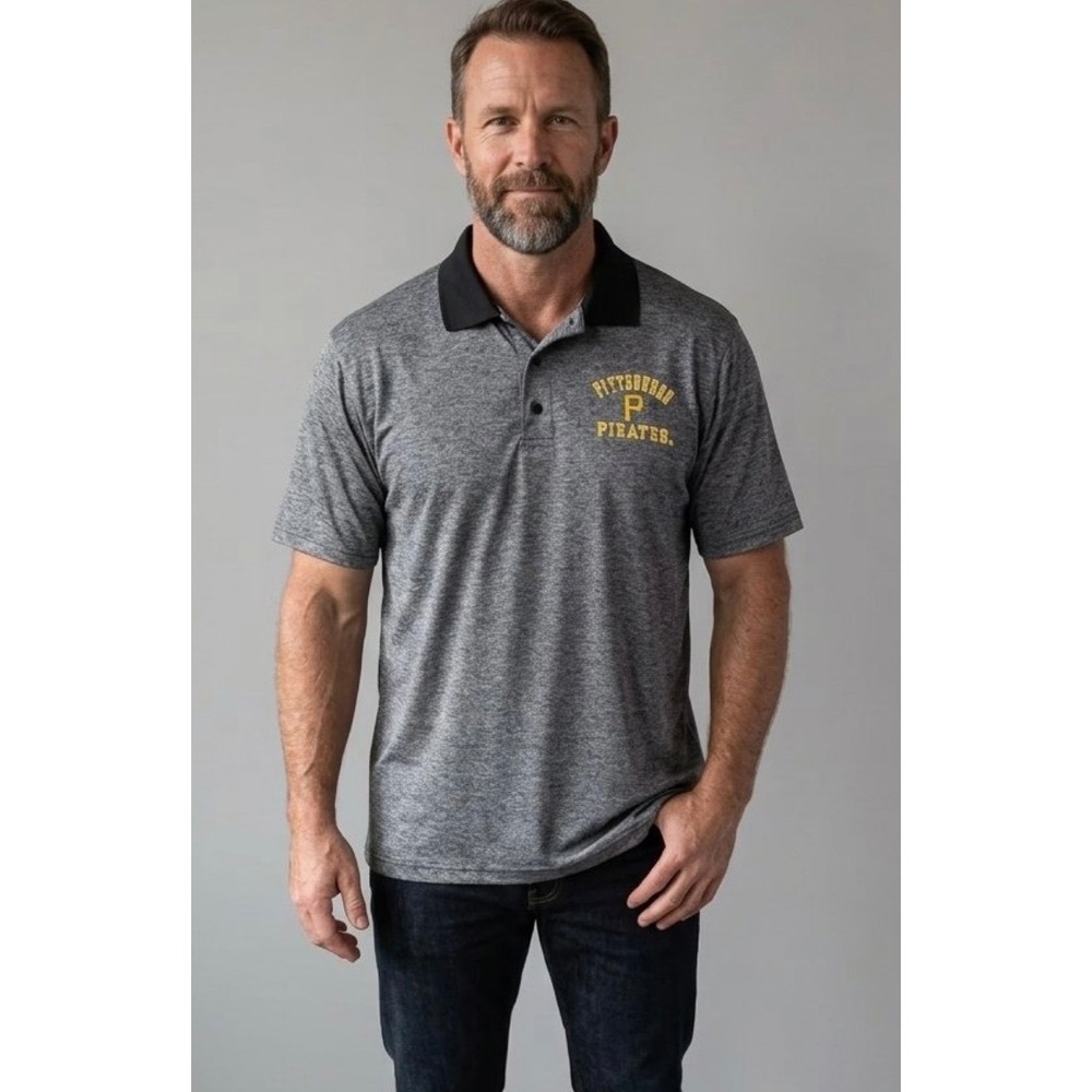 MLB Genuine Merchandise Pittsburgh Pirates Polo Shirt Mens XL Grey Heather